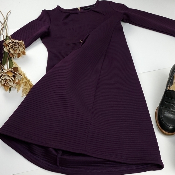 Nina Leonard Purple Ribbed Sheath Dress Med - Picture 11 of 13